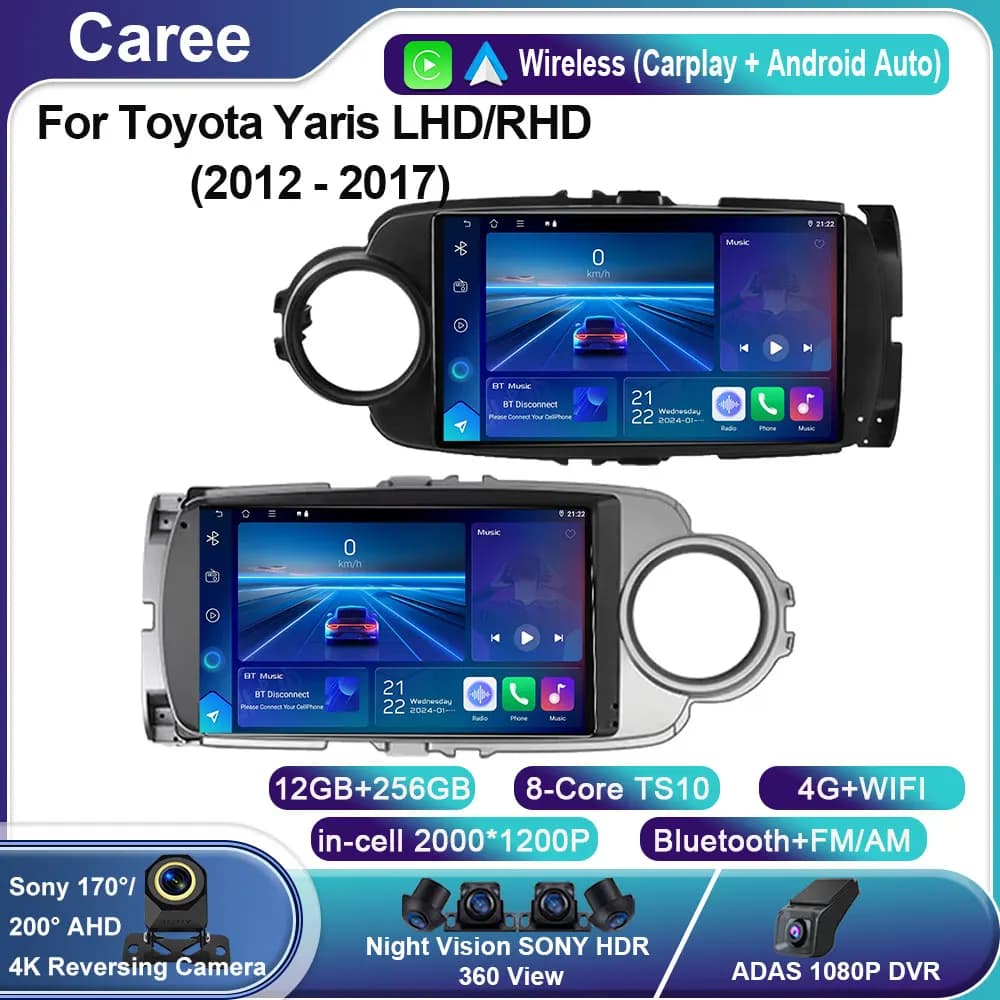 Autoradio Android Auto Carplay Per Toyota Yaris 2012 2013 2014 2015 2016 2017 Lettore Multimediale di Navigazione GPS Stereo 4G WIFI BT