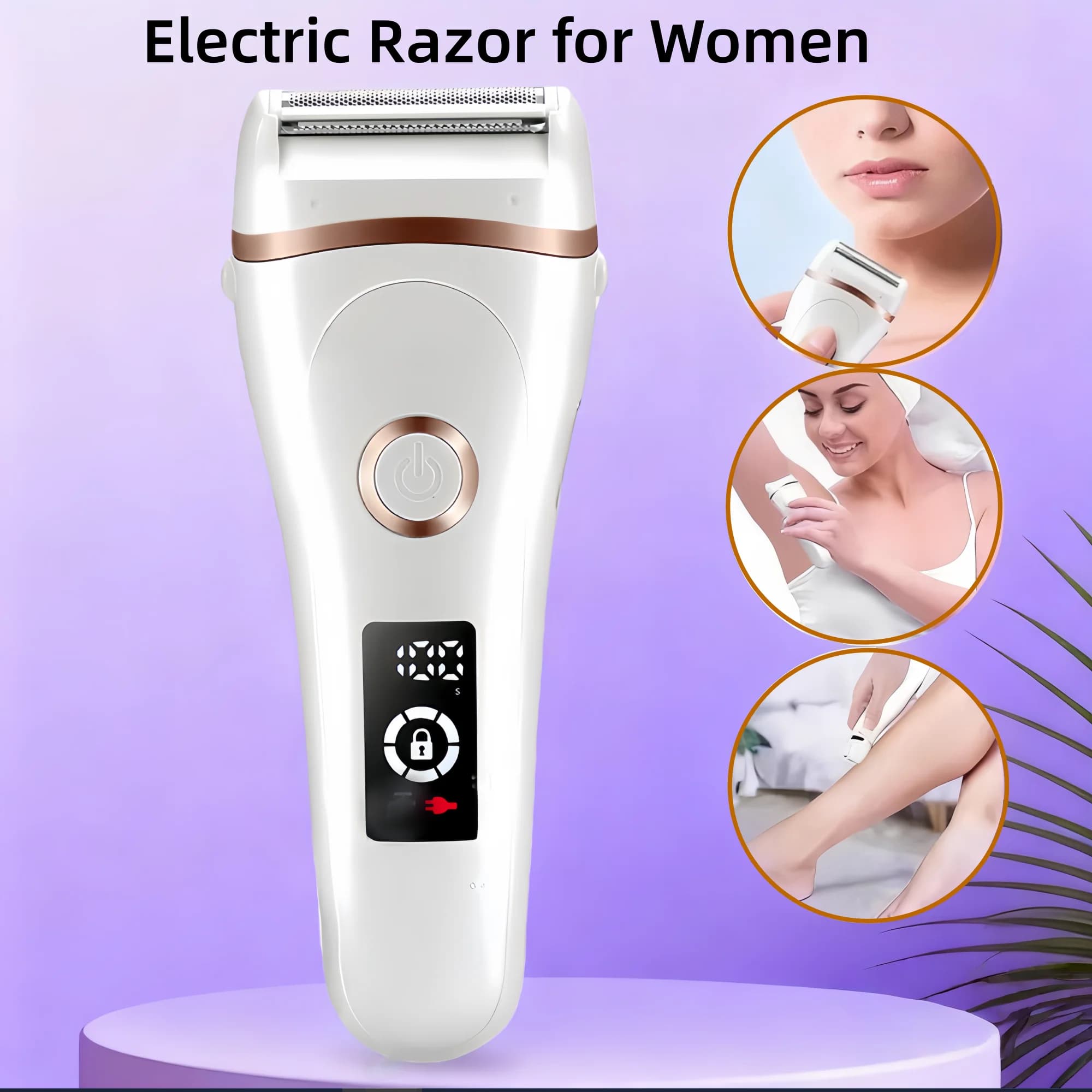 Epilatore Elettrico Ricaricabile USB per Donne, Depilatore Indolore, Rasoio Portatile Femminile con Display LCD