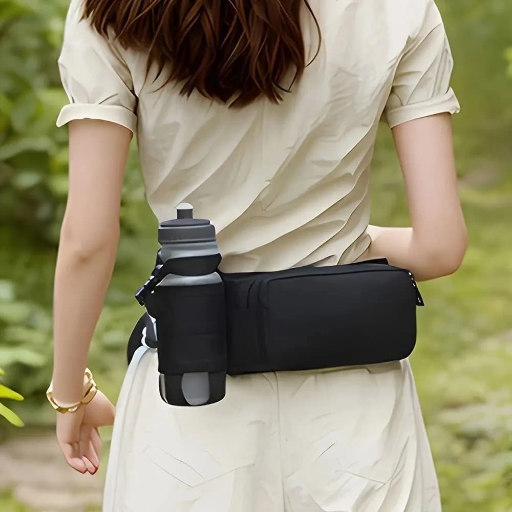 Oxford Cloth Running Belt Pack Waterproof with Water Bottle Bag Sports Shoulder Pack Adjustable Zipper Running Crossbody Bags