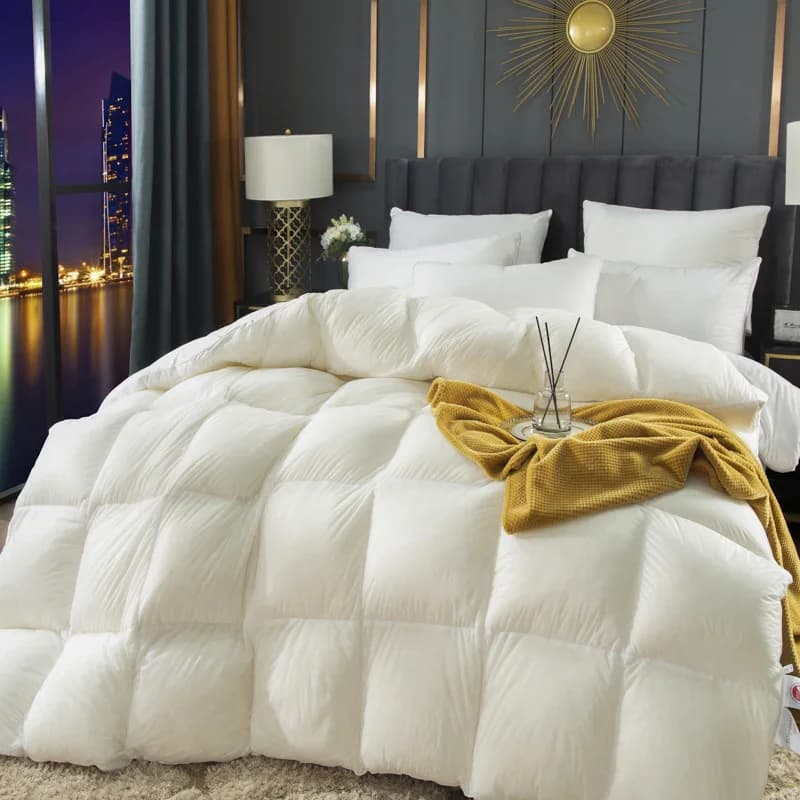 White cotton down jacket with goose feathers, warm winter bed and often, double family dorm, quilt four seasons