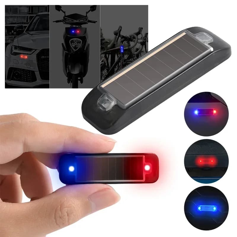 Mini LED solar power car warning light night security simulated alarm wireless anti-theft caution lamp flashing dummy alarm lamp