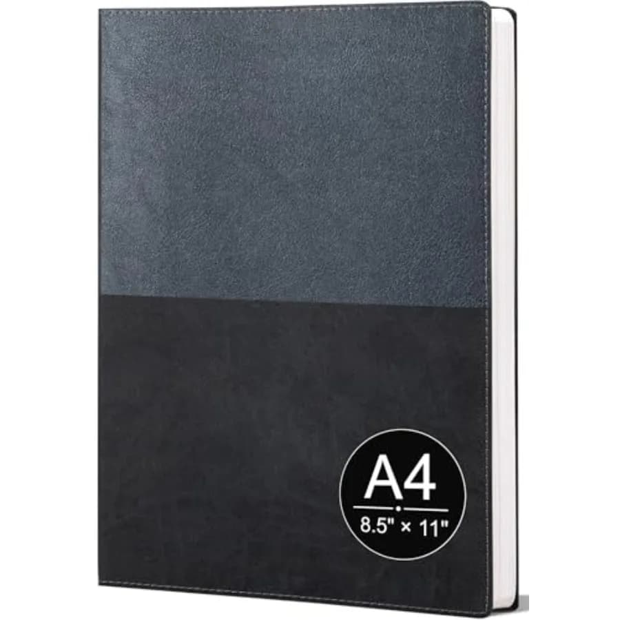 College Ruled Notebook, A4 Color-Block Softcover PU Leather Notebook for Work, Lined Notebook Journal for Women and Men, 112 Pa