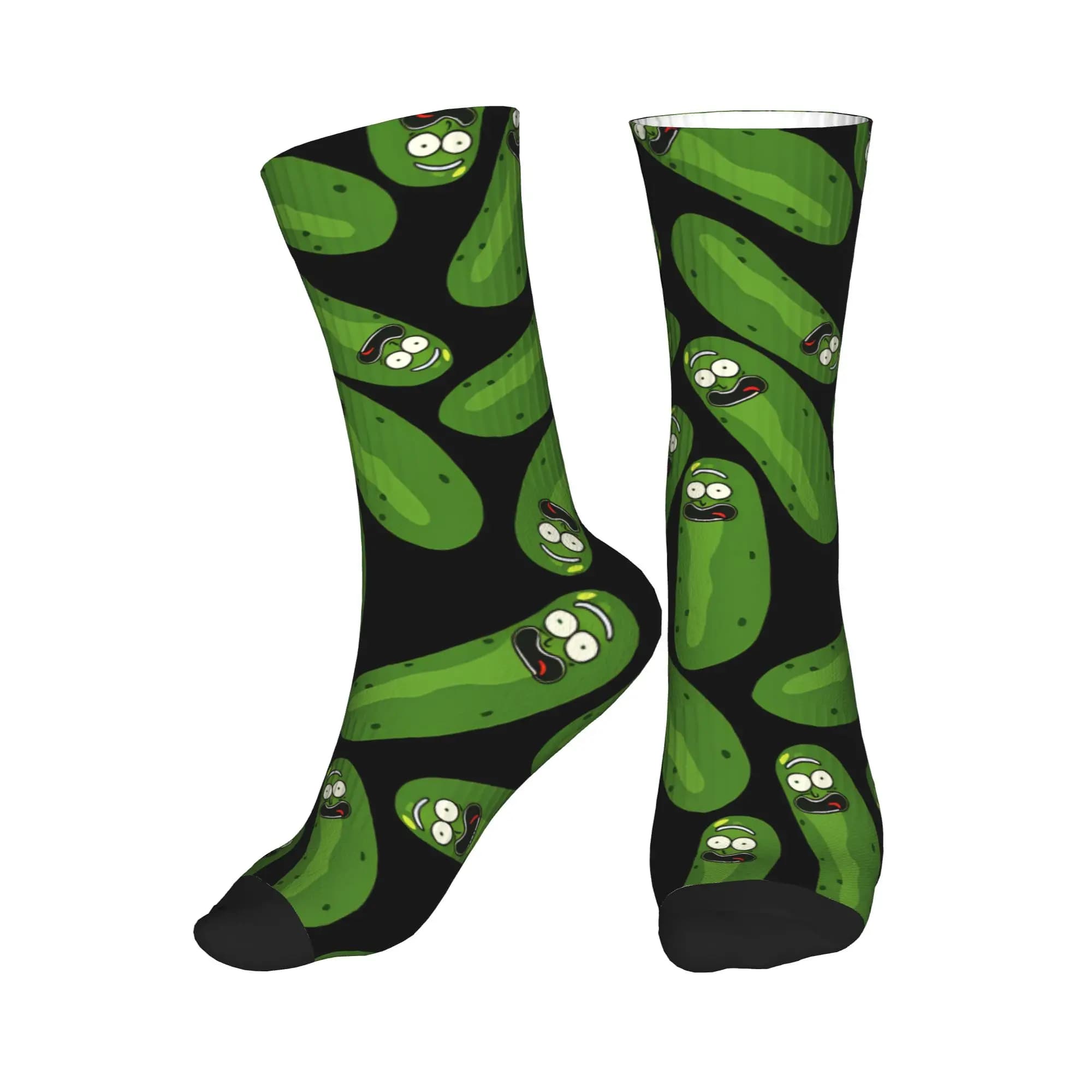 Calzini da Uomo con Motivo a Forma di Pepino Verde, Calze Morbide Gotiche, Calzini Antiscivolo per l'Autunno, Regalo di Compleanno