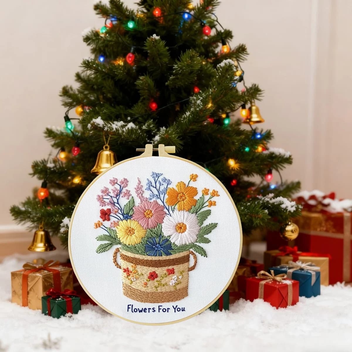 1 pz 20X20 CM/15X15 CM fiore Ricamo Starter Kit FAI DA TE Complementi Arredo Casa Mestiere Pittura Cucito Arte