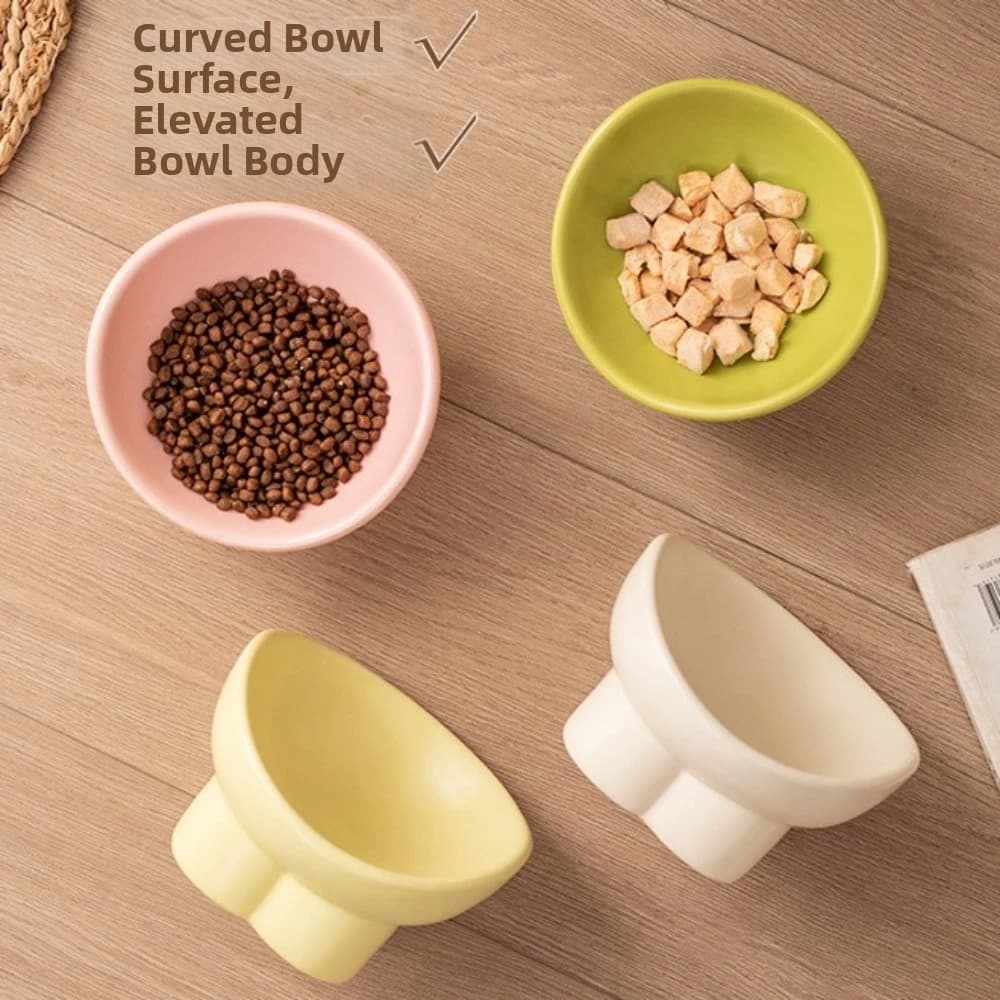 Large Diameter Elevated Cat Bowl Anti-knock Anti-spill High Foot Bowl Anti-choke Anti-leakage Pet Food Bowl Indoor Use