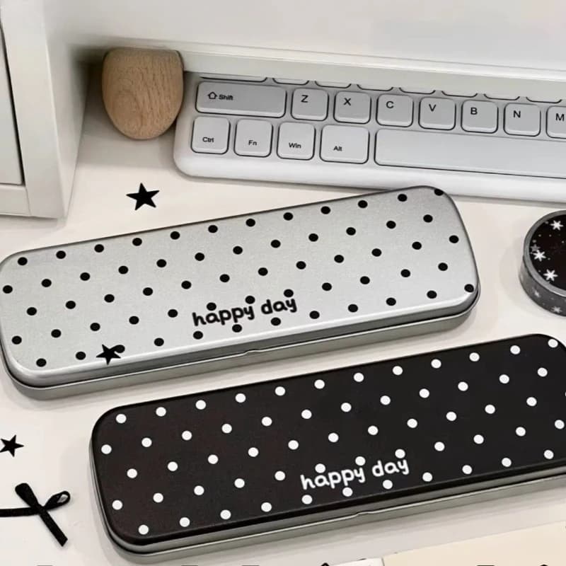 Astuccio in metallo coreano a pois per studenti, organizer per cancelleria in stile Ins per Washi Tape, penne e forniture per scrapbooking