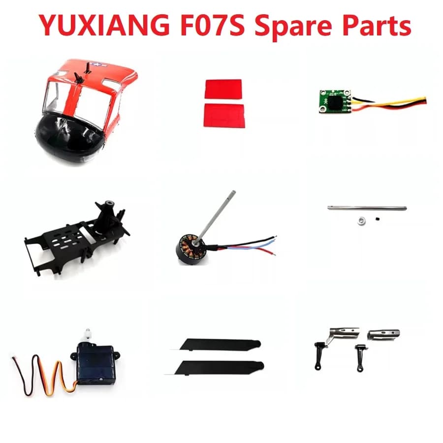 Spare Parts For YUXIANG F07S GPS RC Helicopter Main Blade Red Body Shell Spindle Shaft Frame Tail Motor Light Servo Gear ESC