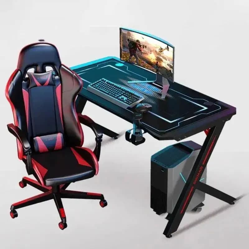 Tavolo per computer e-sport Desktop Scrivanie nordiche in metallo per studio domestico Tecnologia in fibra di carbonio Sense Set scrivania e sedia da gioco RGB T