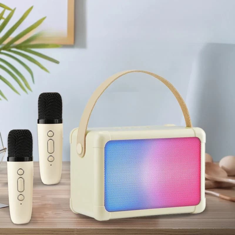 Altoparlante Bluetooth wireless multifunzione con microfono Lettore musicale portatile RGB Macchina per karaoke per regalo domestico per bambini