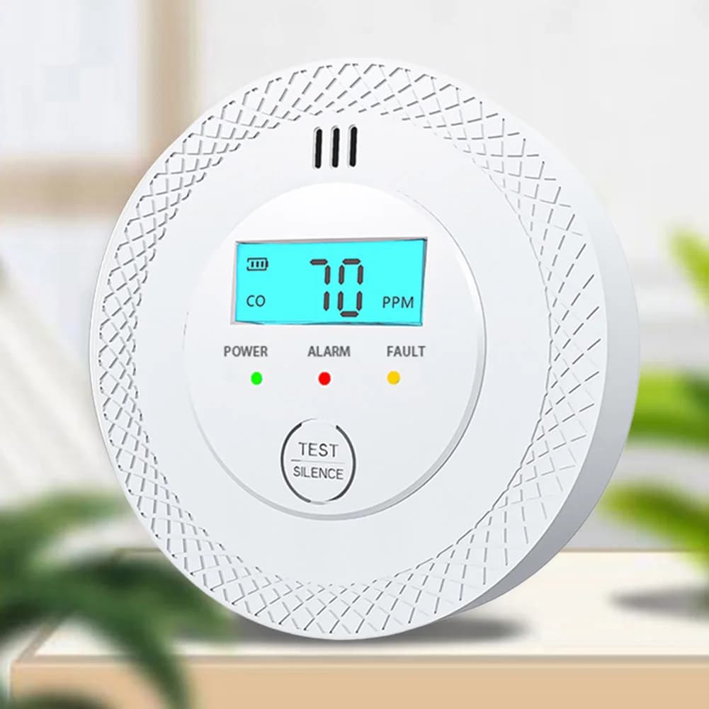 Rilevatore di Monossido di Carbonio con LED, Allarme CO a Batteria, Display LCD per Casa e Hotel