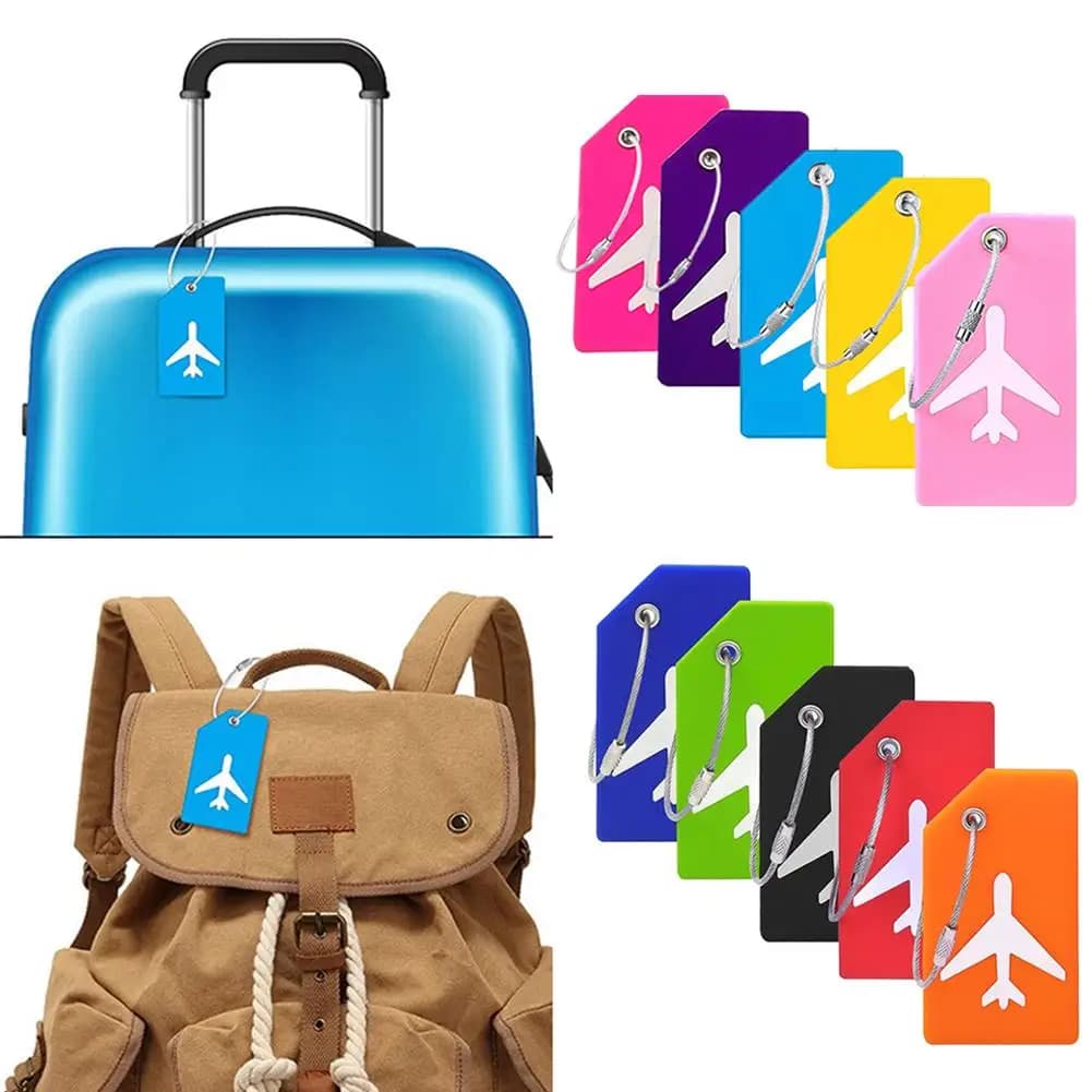 ? 1PC nuove donne uomini accessori da viaggio etichette per bagagli in silicone valigia ID nome indirizzo titolare etichetta per bagaglio etichette per aereo unisex