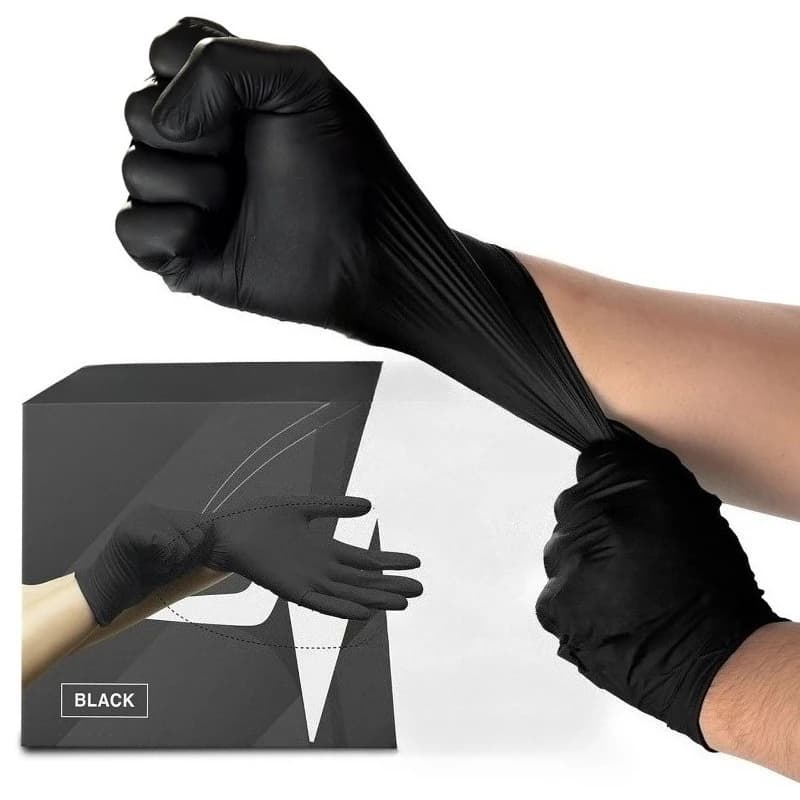 100/50 Pezzi Guanti Monouso in Nitrile Verde, Arancione e Nero, Spessi, Senza Lattice e Senza Polvere, Sicuri per Alimenti, per Cucina, Pulizie e Tatuaggi