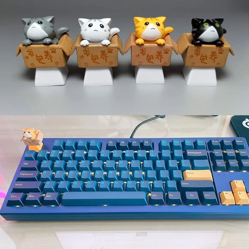 066A 1PC PBT personalizzato Cartoon Anime Cat Keycap fondo retroilluminato Keycaps profilo OEM per tastiera meccanica fai da te regali per bambini
