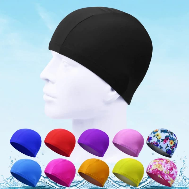 Free Size Swimwear for Men Women Nylon Elastic Solid Color Ear Protection Long Hair Pool Hat Ultra-thin Bathroom Headset