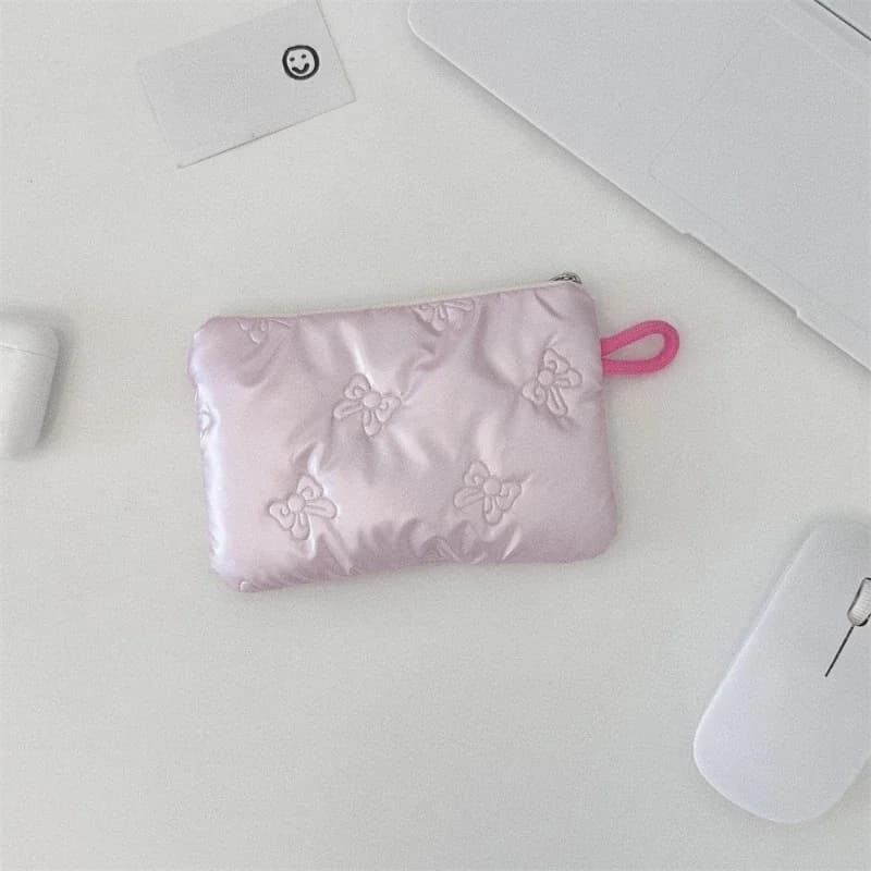 Portamonete modello fiocco argento Cuffie da donna Portamonete Portamonete Organizzatore Borsa con cerniera Borsa per cosmetici