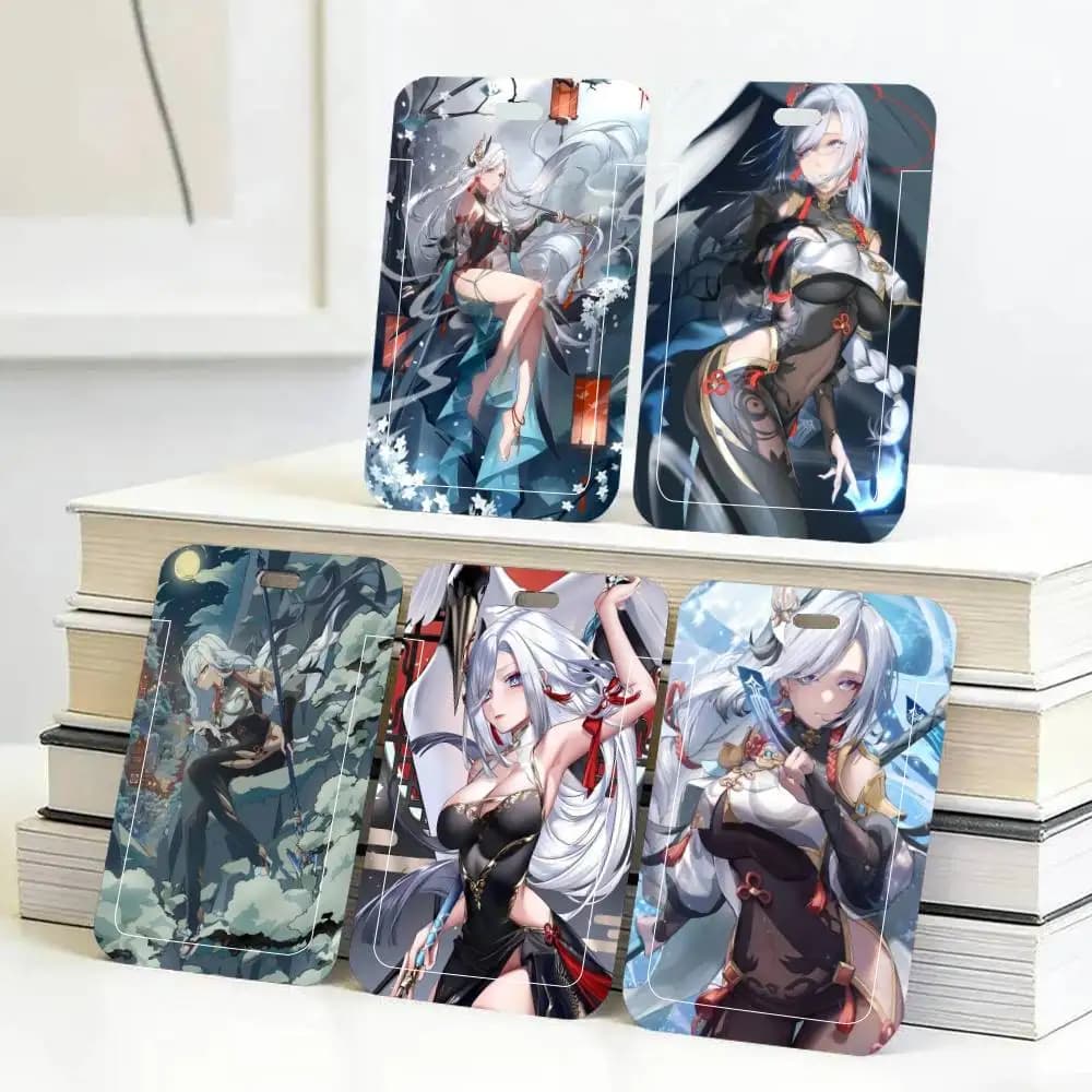 Porta Badge Shenhe di Genshin Impact con Cordino da Collo, Portachiavi e Porta Credenziali da Lavoro - Regalo
