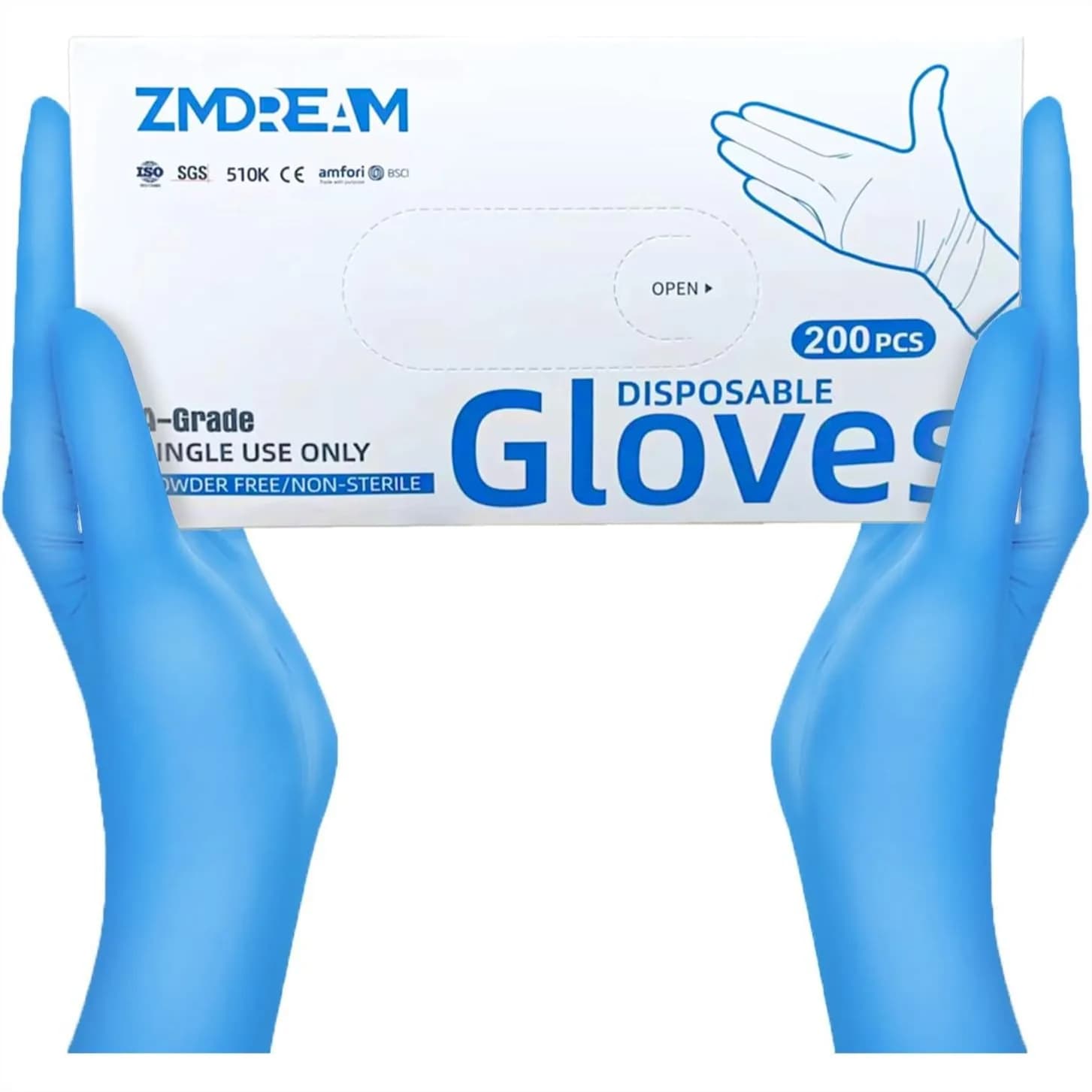 Guanti in Nitrile Spessi 4 mil, 200 Pezzi, Senza Lattice, Senza Polvere, con Presa Testurizzata per Esami, Servizio Alimentare, 4 Misure