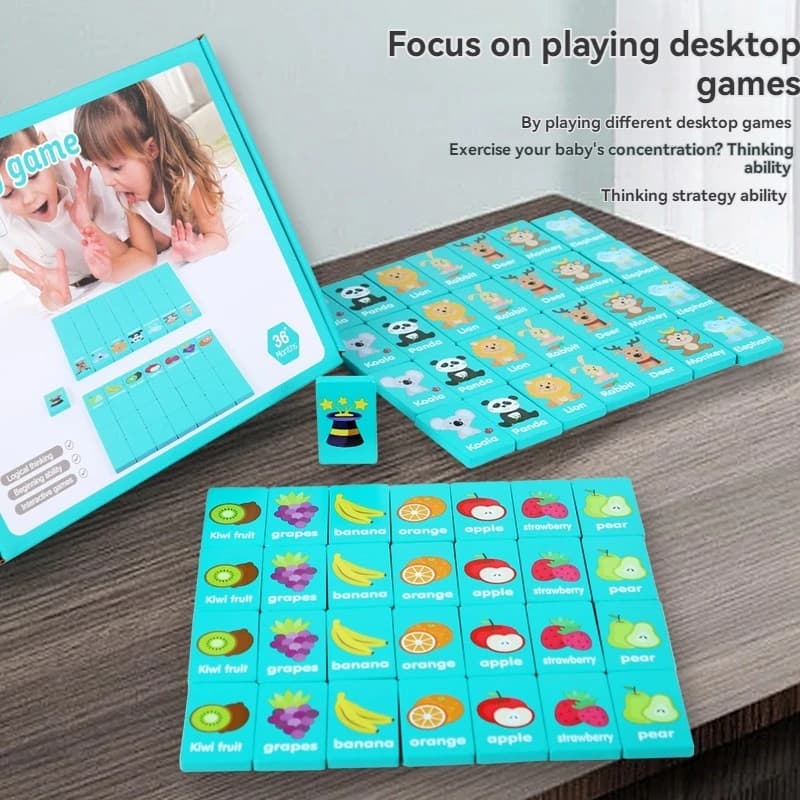 Bambini Scratch a mano Puzzle in legno Giocattolo Board Baby Cartoon Montessori Educazione precoce Fattoria Frutta Cognitiva Corrispondenza Mahjong Toy