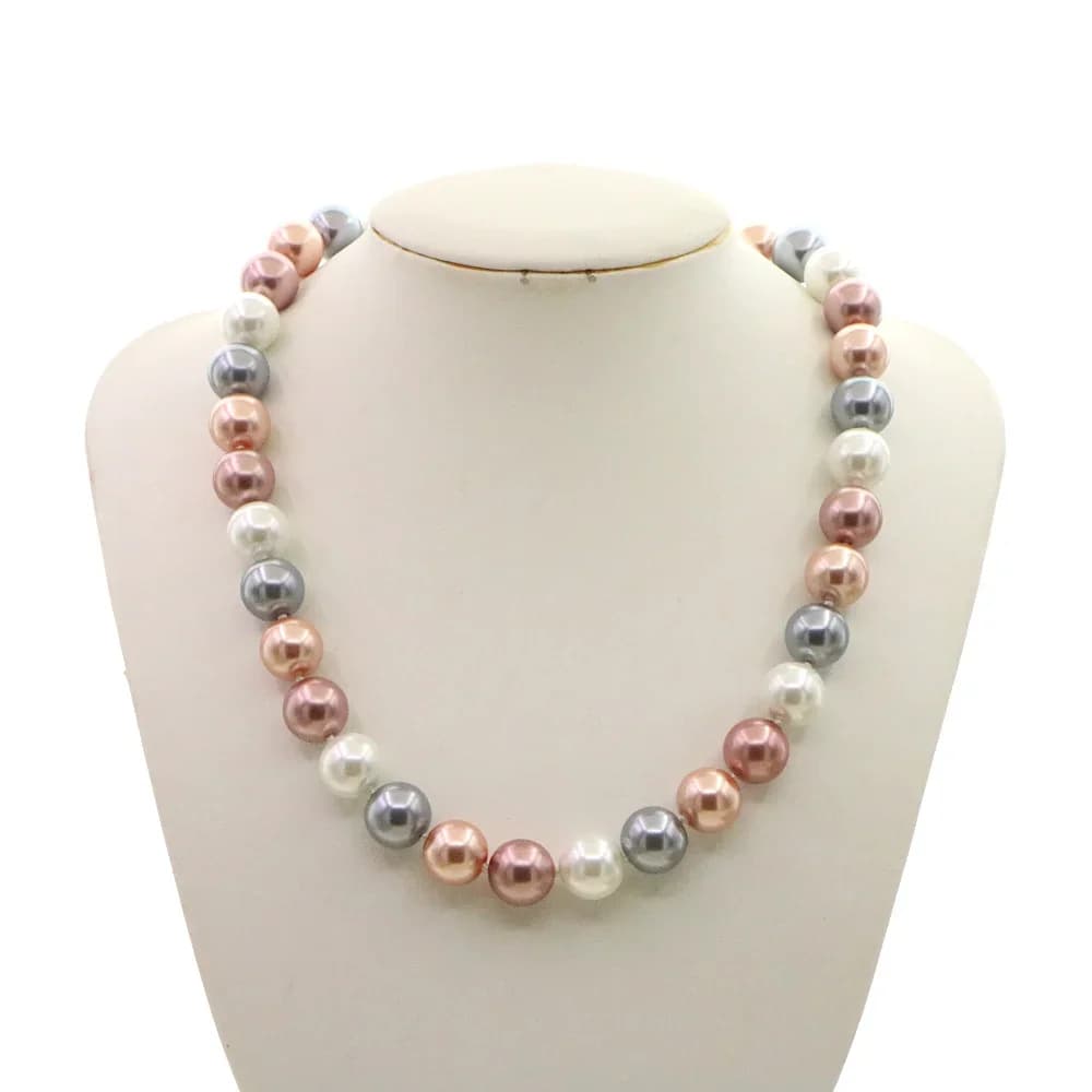 Collana di perle per donna Collana di perle rotonde multicolori da 12 mm Collana di perle di conchiglia del sud Chiusura magnetica Design di gioielli AAA Regalo Handdie