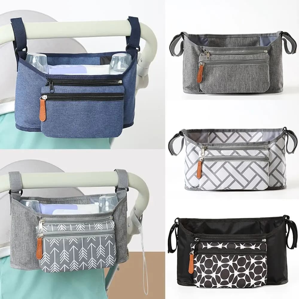 Per borsa portaoggetti per neonato Borse per pannolini per neonati Borsa per mummia Organizzatore per carrozzina per bambini Borsa portaoggetti per passeggino Portabicchieri Portabottiglie
