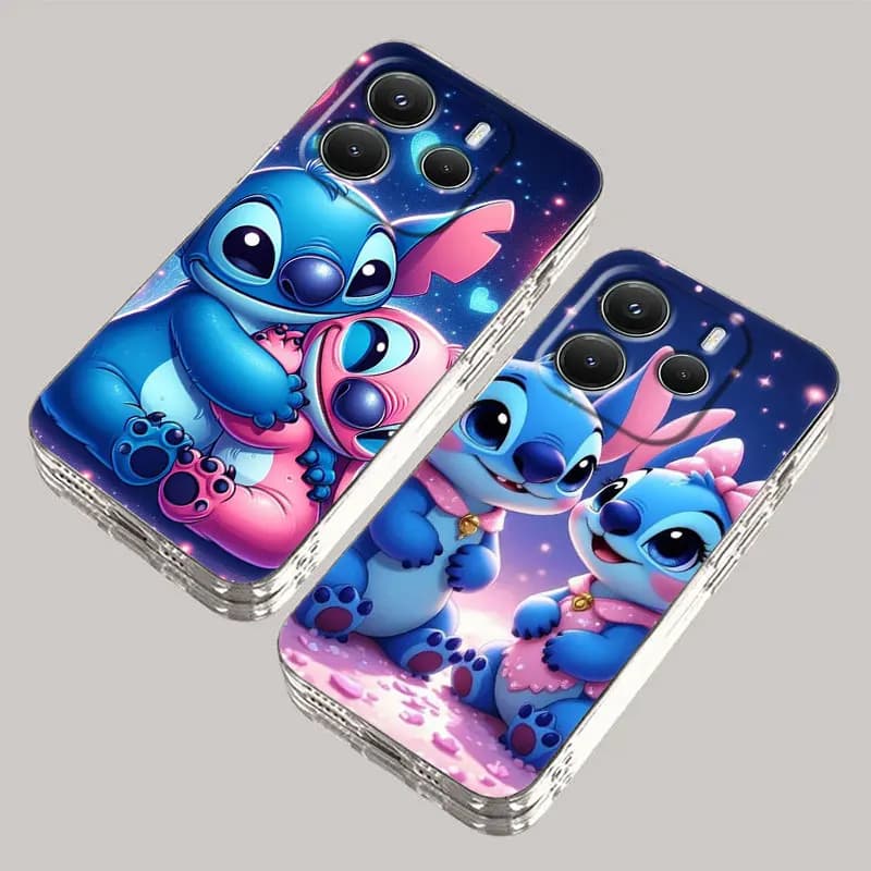 Cover Morbida Trasparente Stitch e Angel Love per Redmi Note 15 Pro 14 13 12 11 10 15 Pro+ Plus 5G A7 10C 12C 13C 14C 15C