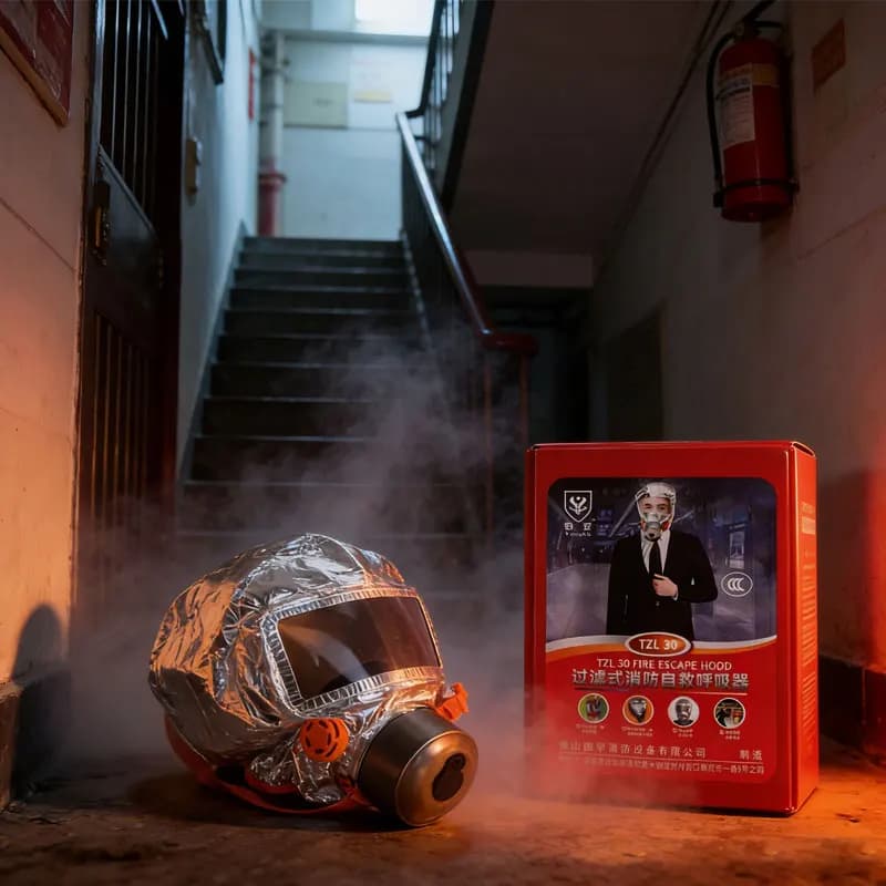 Maschera per Ossigeno, Apparecchio Respiratorio di Auto-Soccorso, Maschera Antincendio con Filtro Multistrato Ignifugo, Cappuccio di Fuga Facile da Indossare