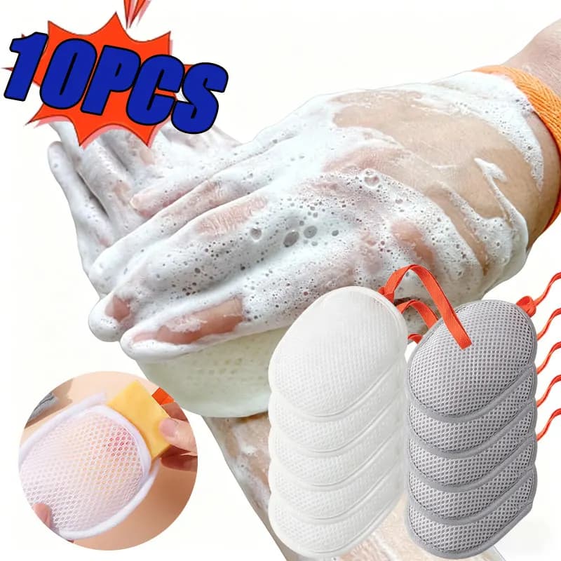 1-10 Pezzi Nuova Sacchetto Rete in Maglia per Sapone Schiumogeno, Esfoliante Massaggiante, Generatore di Bolle per il Bagno, Strumento per la Pulizia, Spazzole da Bagno