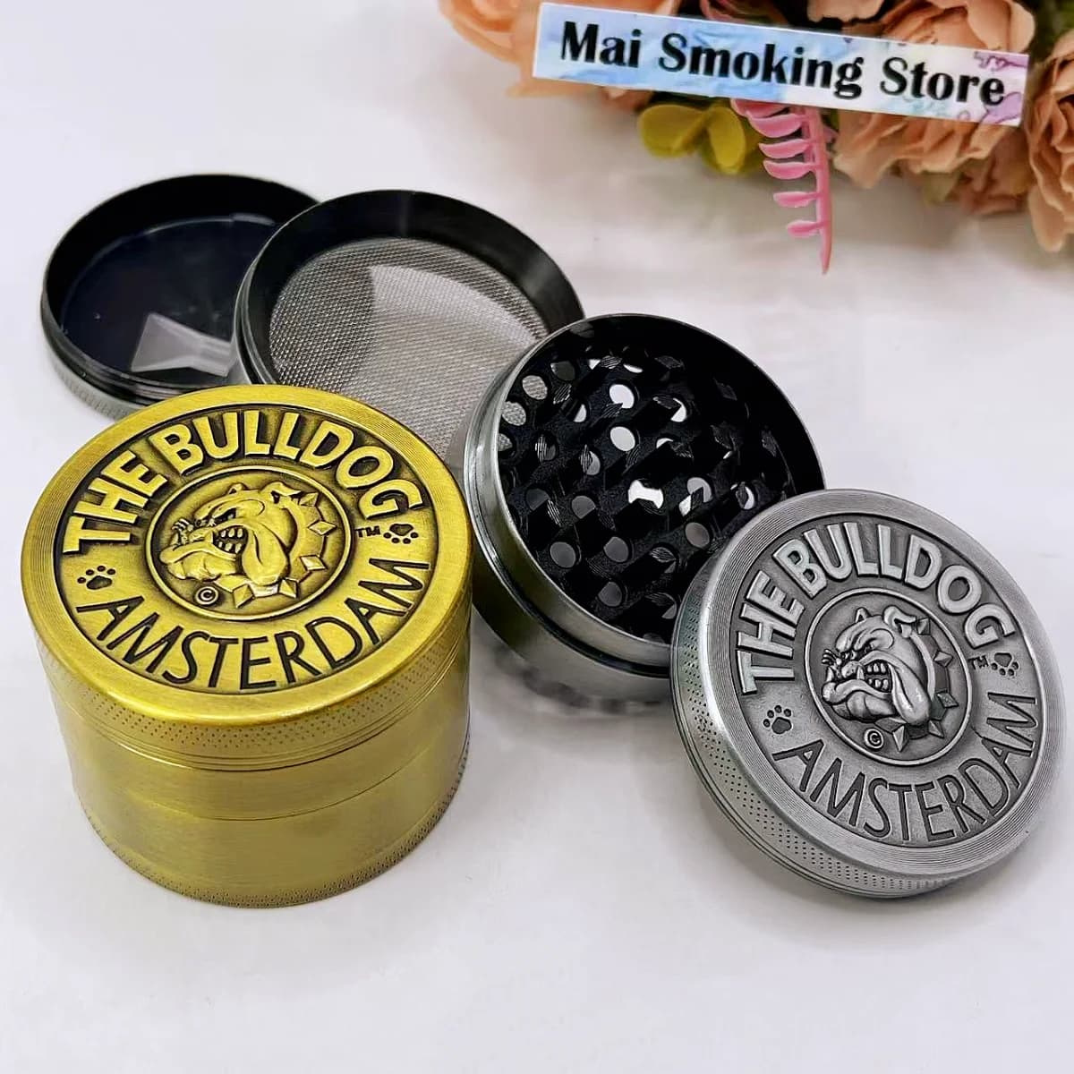 1.6/2 pollici Smerigliatrice Per Erbe Per Cani In Metallo 4 Strati Manuale Mulino Per Spezie Sale Malta Bulldog Tabacco Erba Cruda Smerigliatrice Sigaretta Strumento per Fumatori