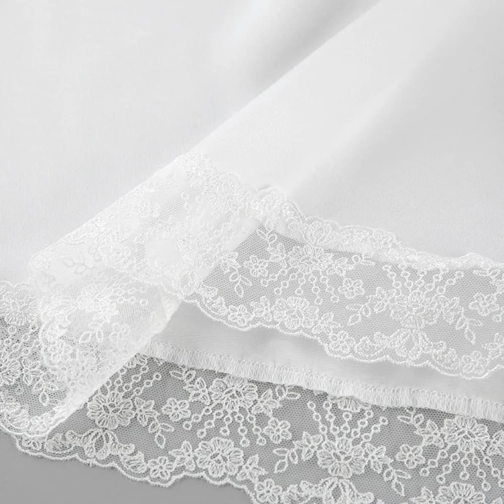 Elegante Top a Maniche Corte con Inserti in Pizzo, Tinta Unita, Comodo Scollo a V, Blusa Traspirante Stile Francese da Donna