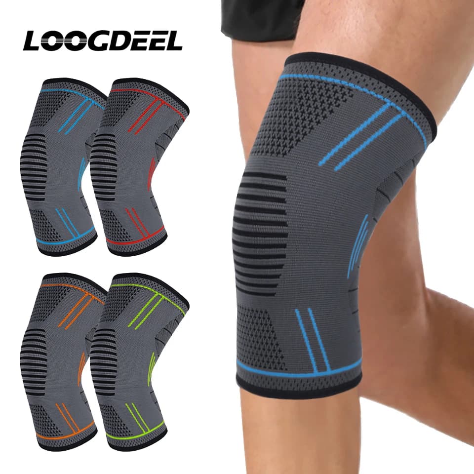 LOOGDEEL 1PCS Ginocchiere elastiche Brace Springs Palestra Protezione sportiva Basket Pallavolo Corsa Compressione Ginocchio Manicotto di supporto