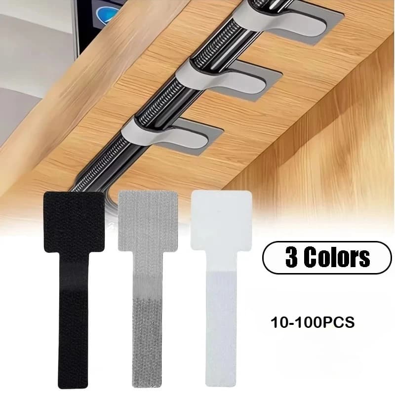 Fascette per cavi in velcro autoadesive riutilizzabili Supporto per cavo di alimentazione Cavo regolabile per riporre organizer da tavolo Gestore Fascette in velcro Nuovo