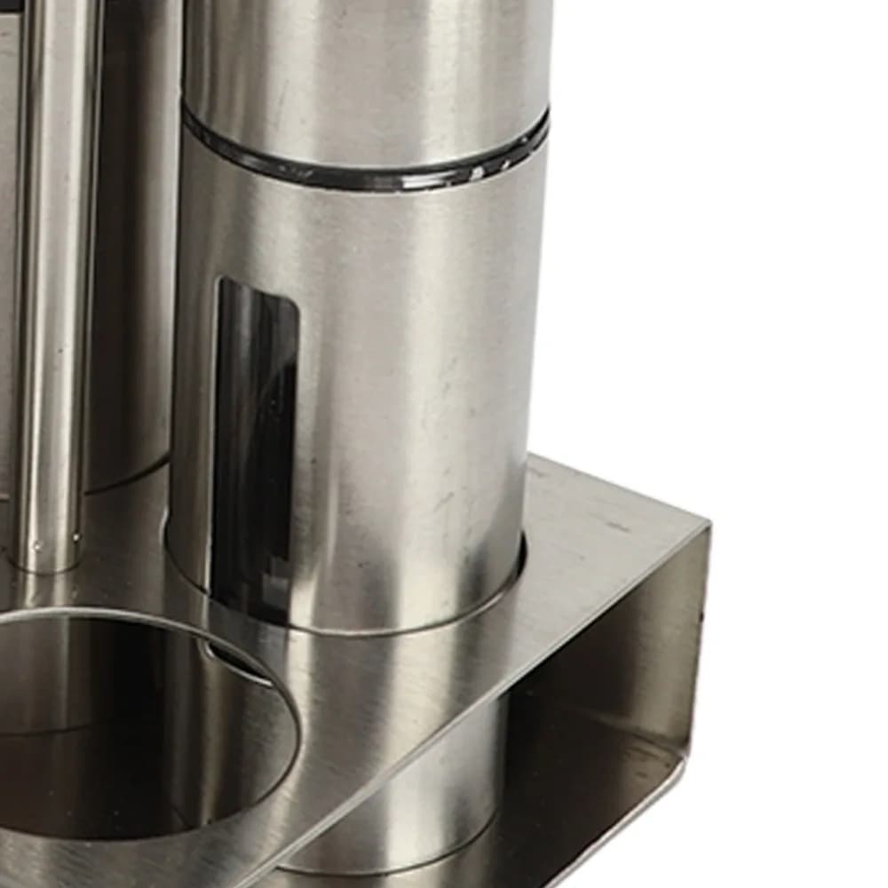 Set di 4 Bottiglie per Condimenti in Acciaio Inox 304 con Supporto, Dispenser Ricaricabili per Olio e Aceto con Finestra Trasparente Rimovibile