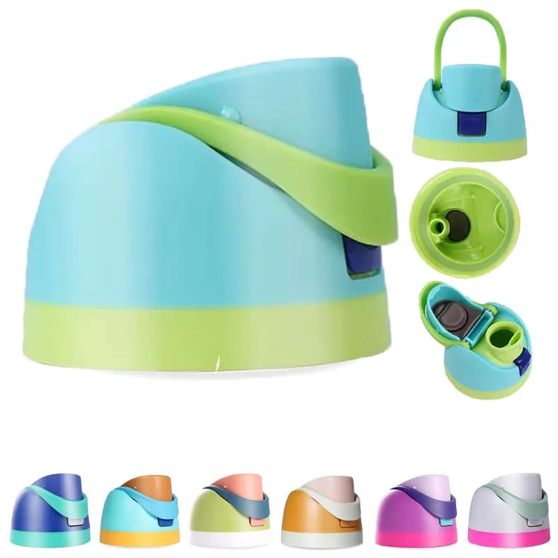 Insulated Cup Lid Kids Thermos Water Bottle Lid Spill Proof Leakproof Free Replacement Flip Top Cover with Handle Portable