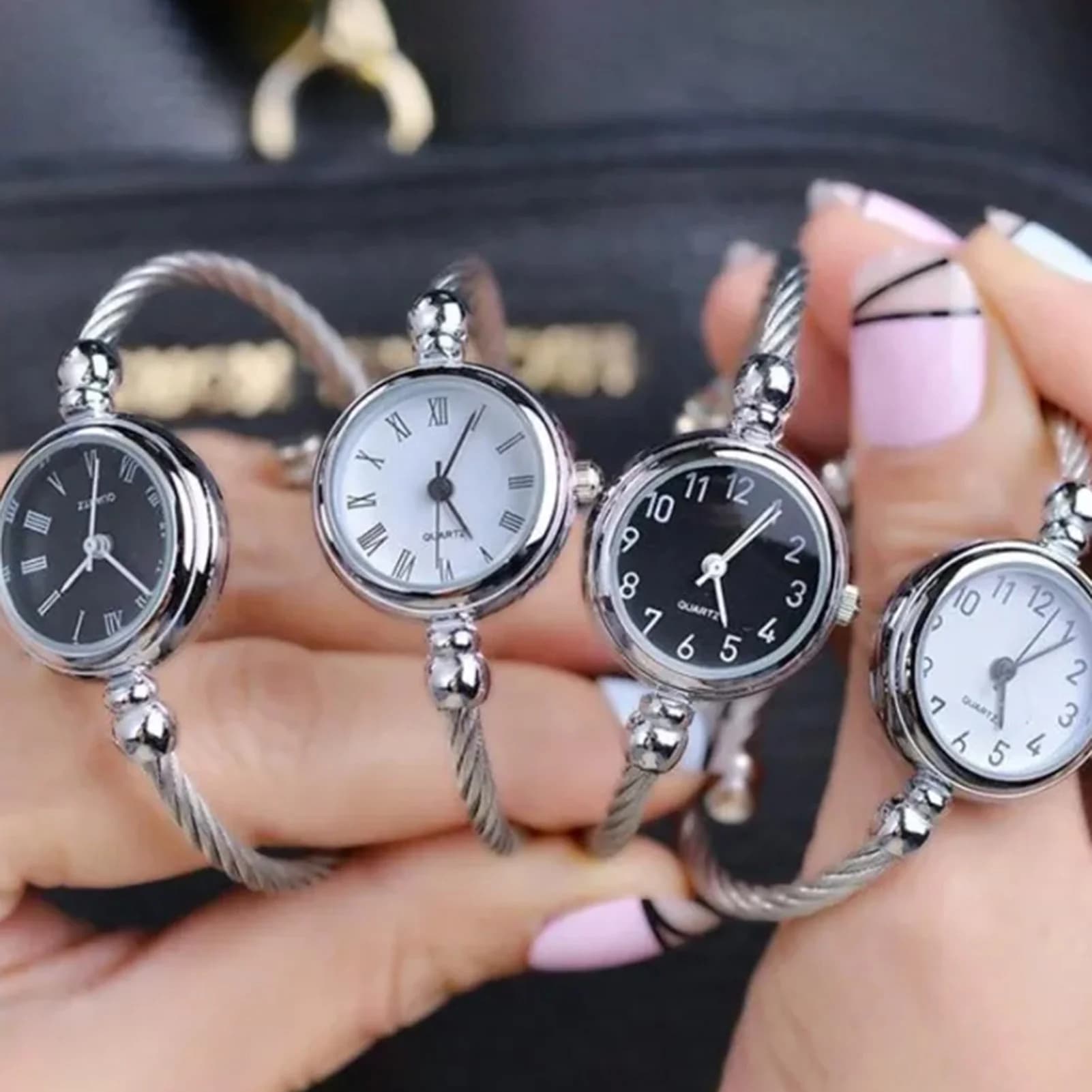 Orologio da donna al quarzo con movimento giapponese, numeri arabi facili da leggere, quadrante semplice, orologio con bracciale semplice