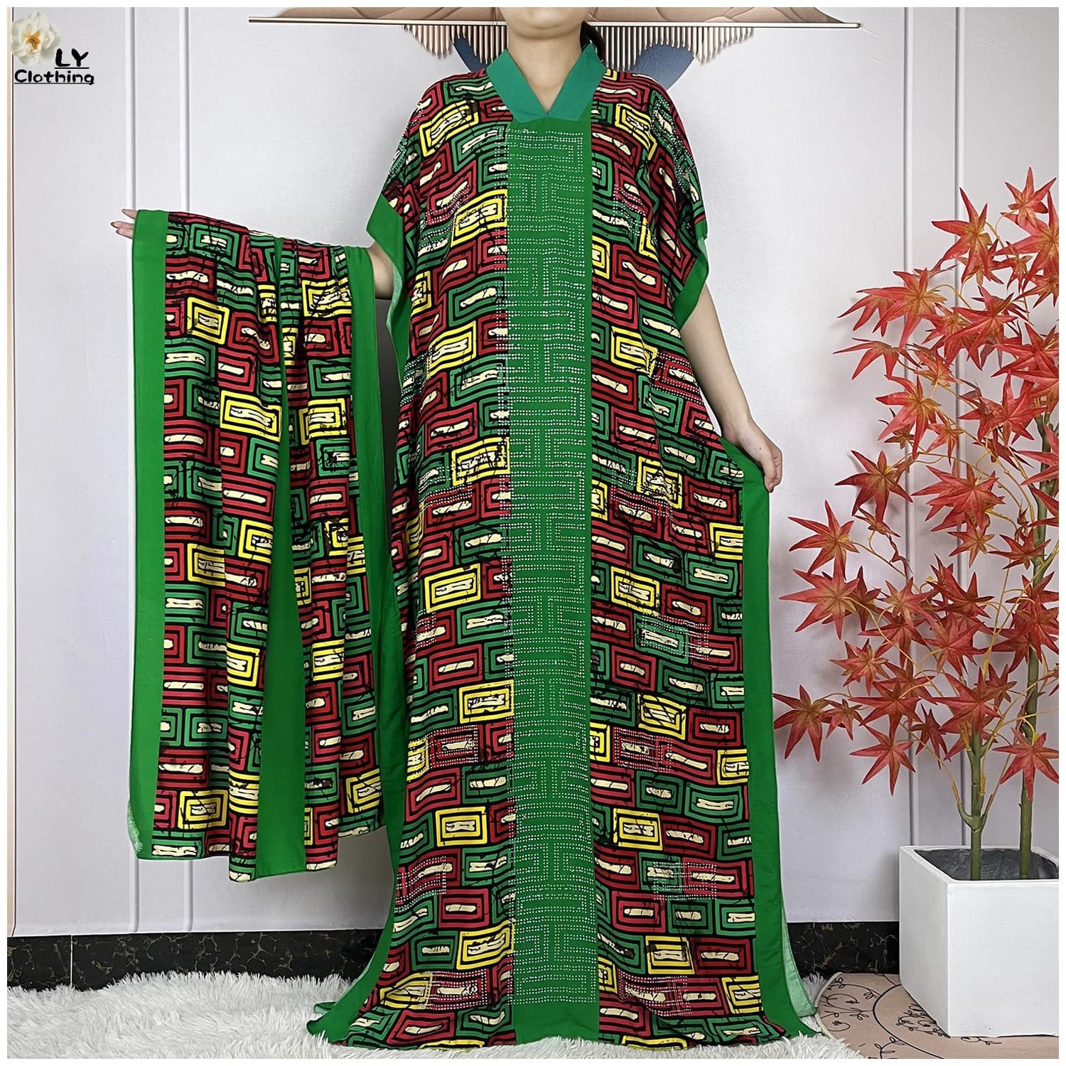 Nuova donna musulmana in cotone Dresse con grande sciarpa per le donne 2024 estate manica corta allentata Femme Robe African Dashiki Abaya abbigliamento