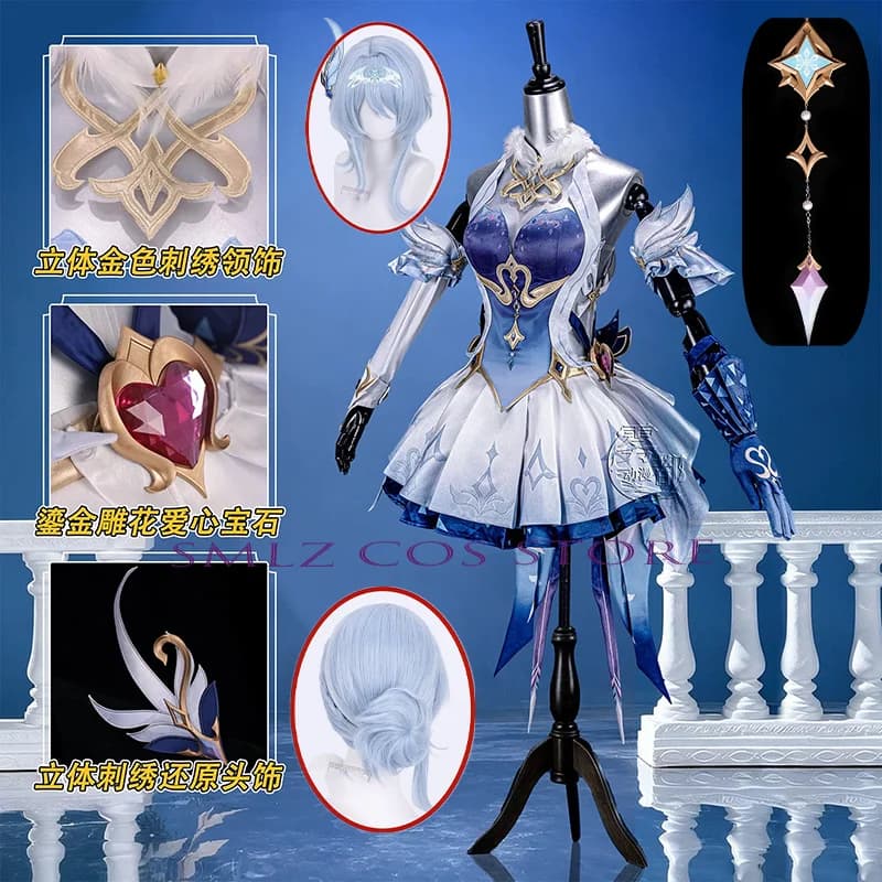 New Role Odette Cosplay Game GenshinImpact Costume Woman Odette Dress Wig Prop Set Halloween Party Play Outfit
