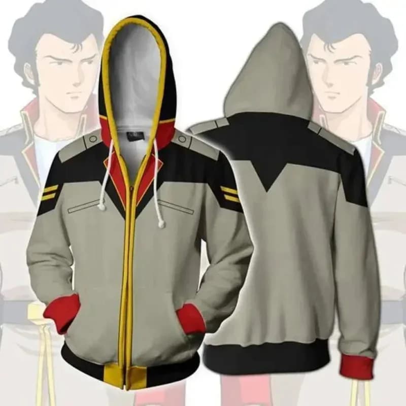 2025 Halloween Cosplay Moda MOBILE SUIT GUNDAM Felpe Cosplay Felpe con cappuccio con zip stampate in 3D Giacche con cappuccio da uomo