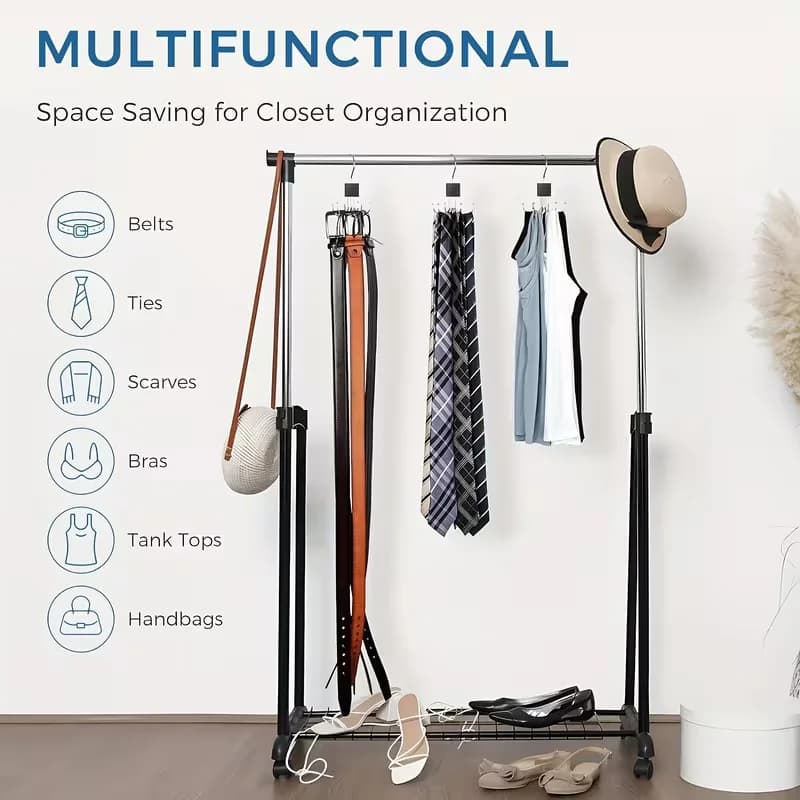 2Pcs/Clothes Hook Multifunctional Scarf Tie Belt Hanger Wardrobe Storage Rack Large Capacity Rotating Hook