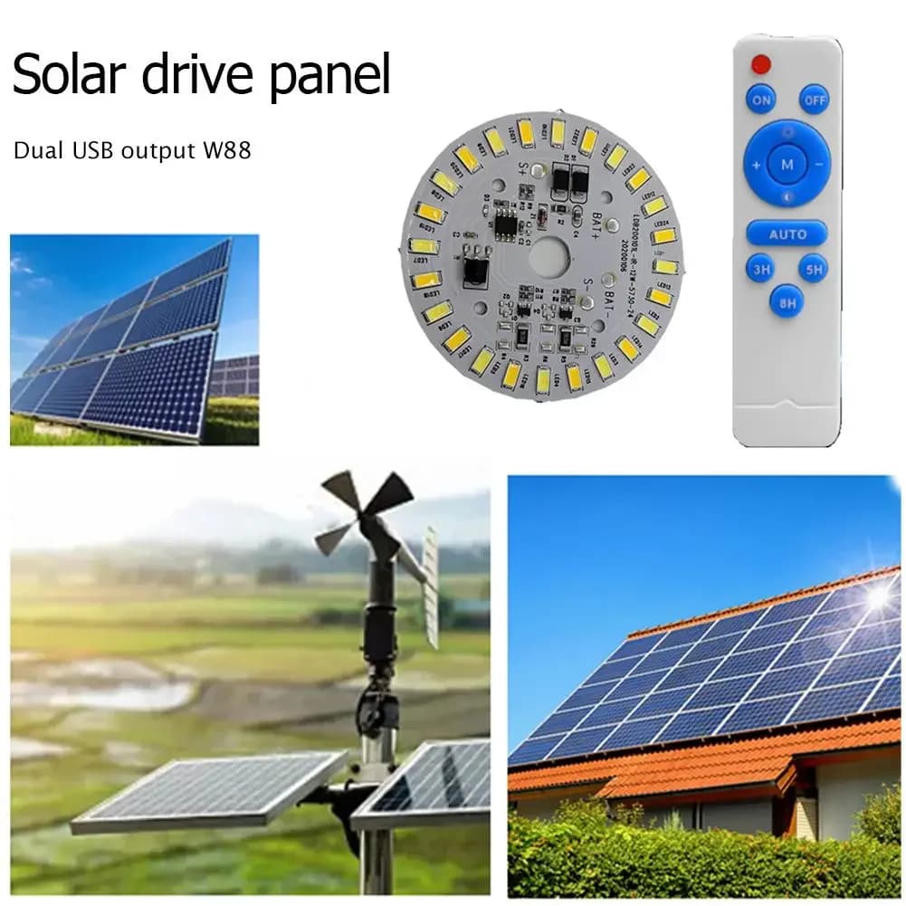 Pannello Solare Rotondo con Luce Bicolore Integrata 12W, Pannello LED Rotondo da Soffitto con Telecomando, Alimentazione Solare