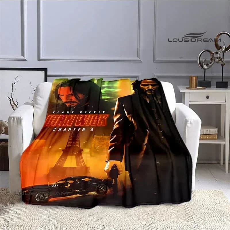 Coperte stampate con motivi del film John Wick, coperta da picnic, coperta calda con bordo, coperte da viaggio per la casa, rivestimenti per letto, regalo di compleanno