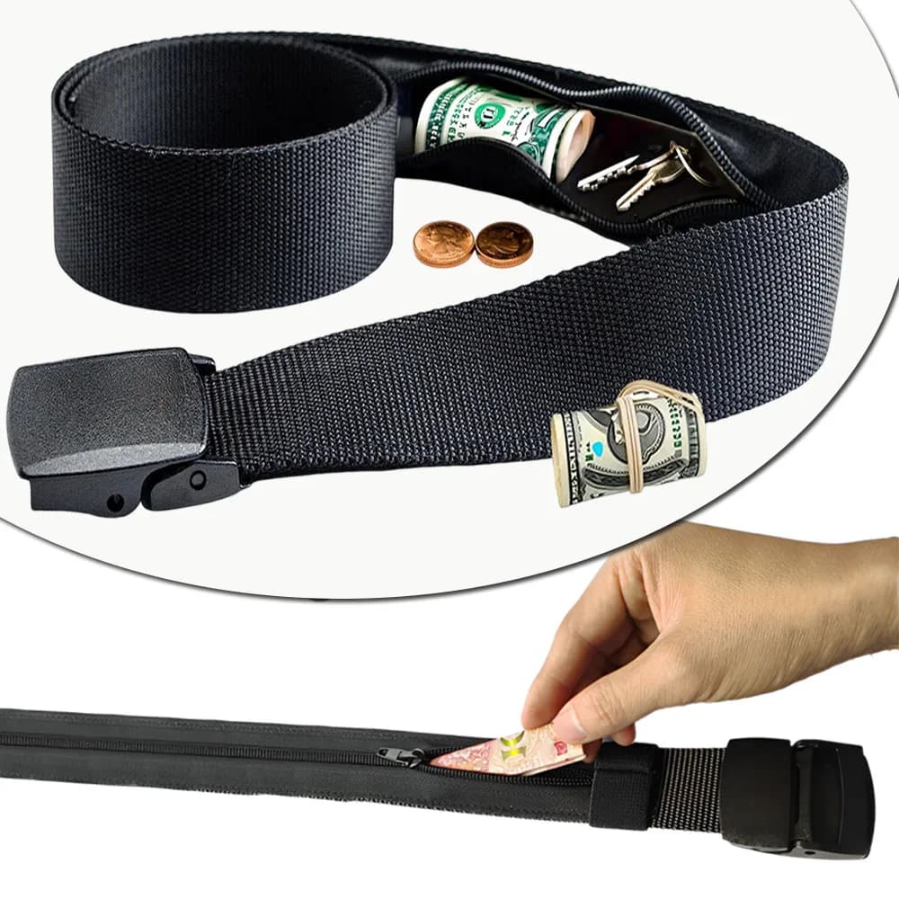 Marsupio da viaggio antifurto per contanti Marsupio da donna portatile con cinturino per soldi nascosto Portafoglio Marsupio da uomo Cintura nascosta per uomo donna