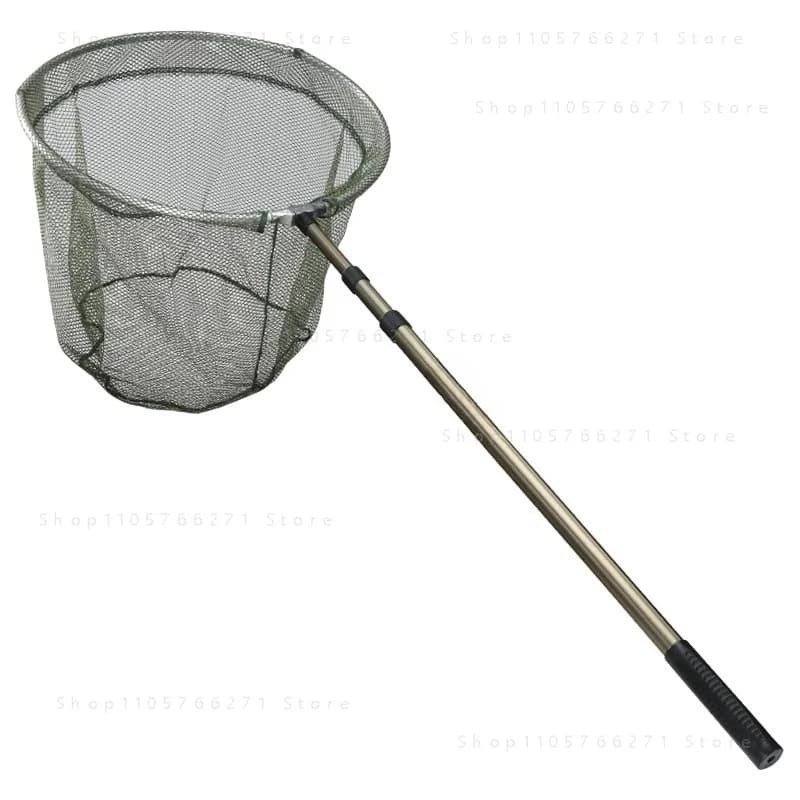 Telescopic Aluminum Fishing Landing Net with Foldable Net Head, Durable Nylon Mesh Fish Catching Tool for Angling