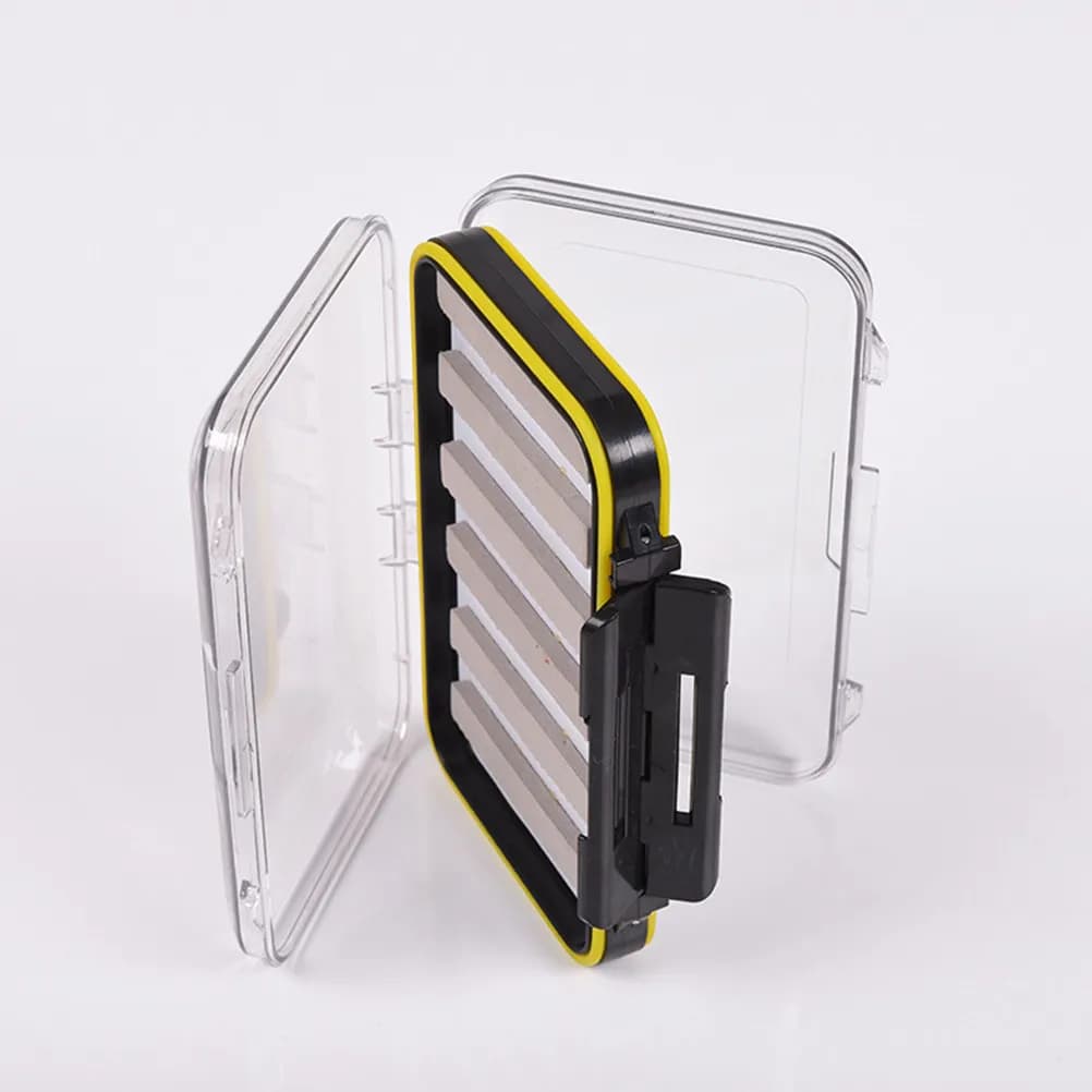 Double Side Clear Fly Fishing Box ABS Material Waterproof Lightweight Portable Secure Lock Outdoor Tackle 15x10x4.65cm