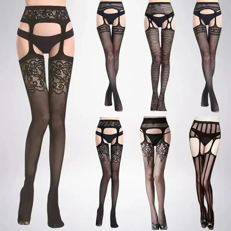 SIMPLEJWEL 4 pz/1 pz Reggicalze a Rete con Bretelle per Calze e Collant, Calze a Coscia, Estive, Sexy, Hot, Confezione da 4, Confezione da 1