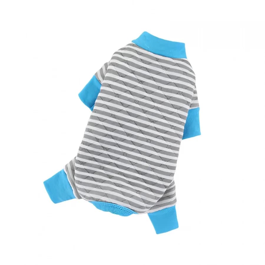 Pet Dog Pajamas Soft Cotton Shirt Jumpsuit Striped Cute Overall Doggy Cat Strip Clothes Comfortable Apparel for Play Sleep