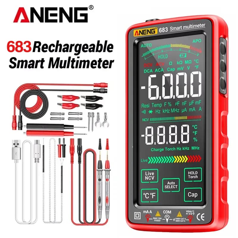 ANENG 683 Smart Multimeter High-end Touch 6000 Counts Multimetro Test Rechargeable Multitester AC/DC Voltage Tester Current Tool