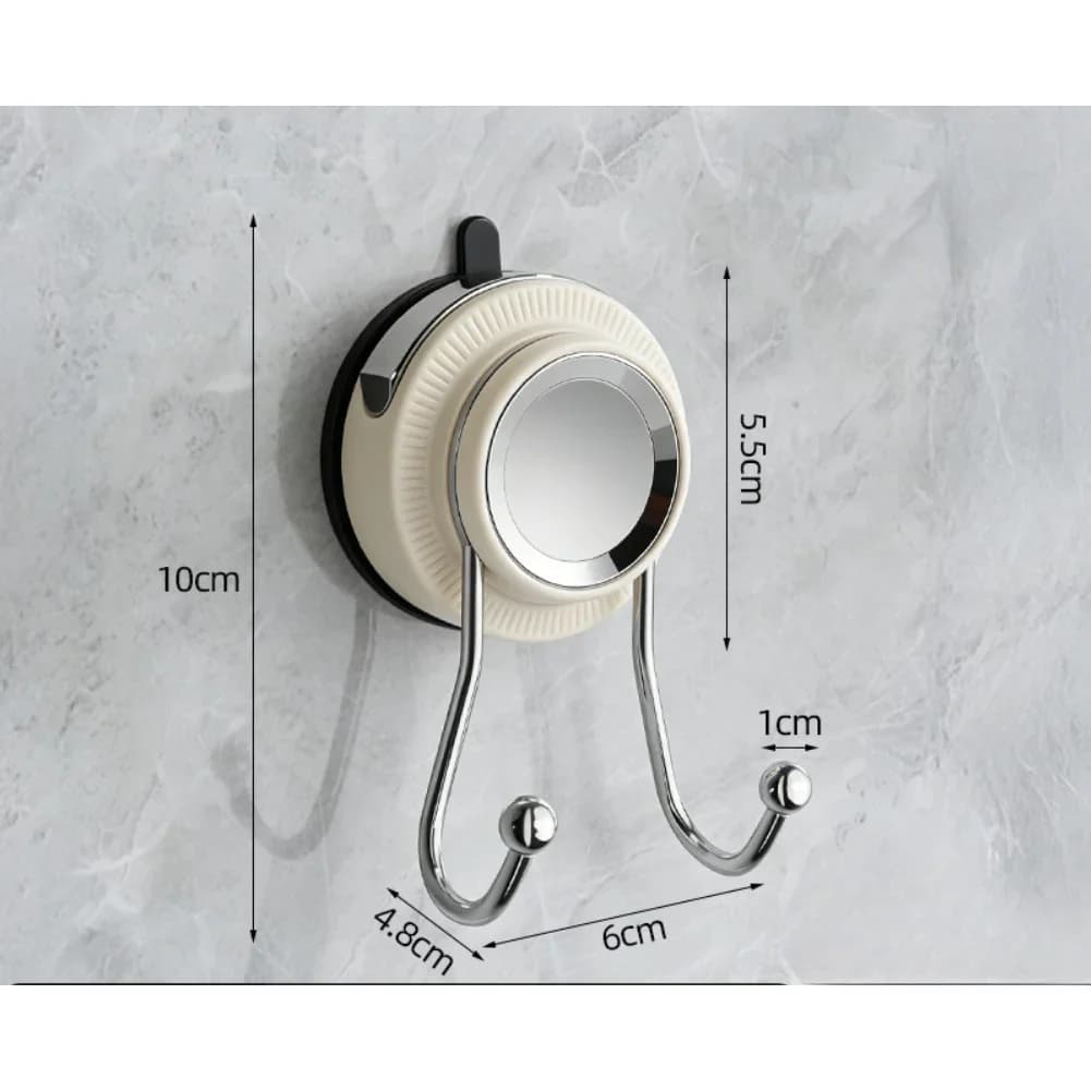 Stainless Steel Suction Cup Hooks Dual Hook Set For Indoor Use On Smooth Surfaces Including Bathroom Kitchen And Garage