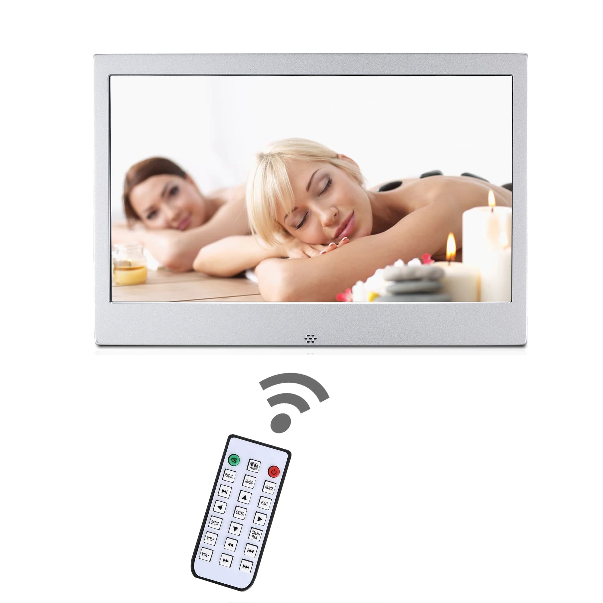 Ingresso HD MI in metallo Ingresso SD USB Riproduzione video loop Lettore video Mp4 Avi Display pubblicitario con cornice per foto digitale da 11,6 pollici