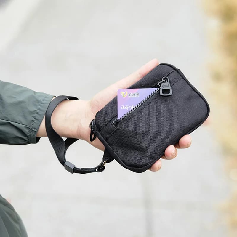 Portamonete in nylon con cerniera e cinturino da polso, borsa semplice per denaro, porta rossetto, portafoglio da donna, porta carte da viaggio, portachiavi