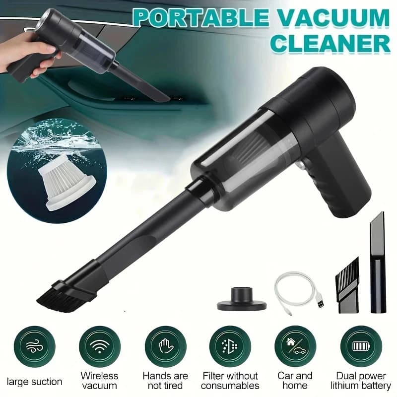 Aspirapolvere Portatile Mini per Auto, Compatto e Leggero, Multifunzionale per Pulizia Interni, Polvere e Peli di Animali